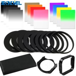 Accessoires 24 en 1 Filtre Ensemble de filtre 12 PCS Square Gradual Nd Color Filter Kit + 9 anneau métallique + porte-filtre + 12 poches sac pour la série cokin p Caméra