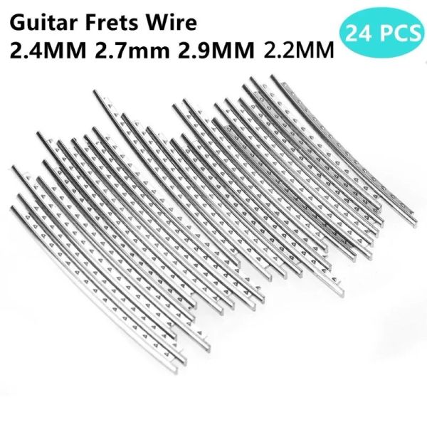 Accessoires 24pcs guitare frettes fil la touche nickel argent 2,2 mm 2,4 mm 2,7 mm 2,9 mm matériau de réparation luthier accessoires de guitare