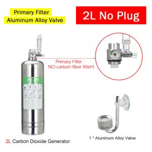 Accesorios Kit generador de CO2 de 2L/1L para acuario pecera cilindro de gas de acero inoxidable de alta presión DIY + juego de reactor de CO2 con válvula de aluminio