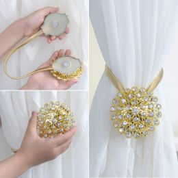 Accessoires 2 stuks Dazzling Magnetic Ball Gordijn Tiebacks Tie Rope Accessoire Staven Accessoires Rugleuningen Terugloopsper Gesp Clips Haak Home Decor