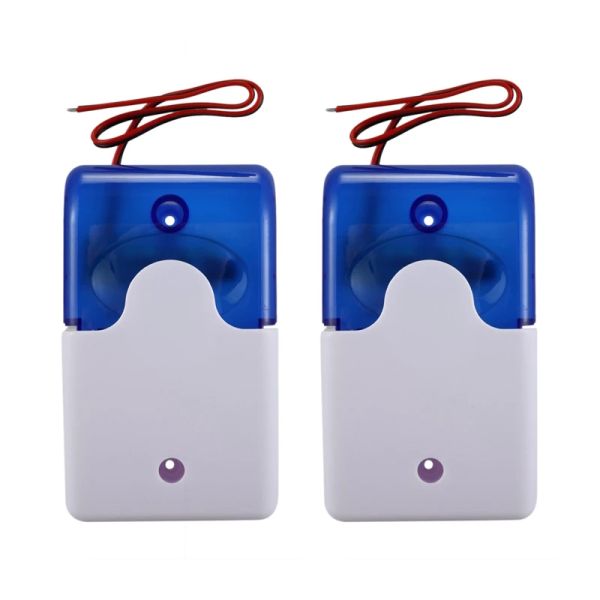 Accesorios 2x mini cableado Siren Siren duradero DC 12V Alarma de sonido Flashing Luz de sonido Siren de alarma de tornillo 115dB Azule