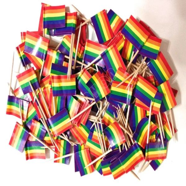 Accessoires Livraison gratuite 300 pièces drapeau arc-en-ciel cure-dents drapeau lesbienne Gay Pride drapeau LGBT bannière coloré arc-en-ciel drapeau bâtons de cuisson