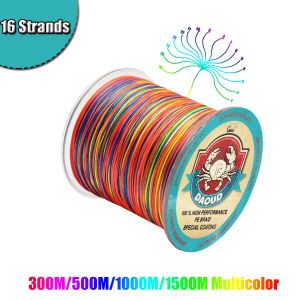 Accessoires 300m / 500m / 1000m / 1500m Ligne de pêche tressée 16 brins PE Traid Multicolor Super Power Japan Multifilament Ligne pour pêche à la merde