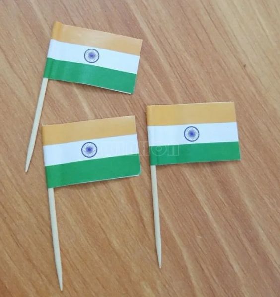 Accessoires 300pcs India Flag Paper Food Picks Dîner Cake dents de dents Cupcakes Décoration Fruit Cocktail Sticks Party Supplies