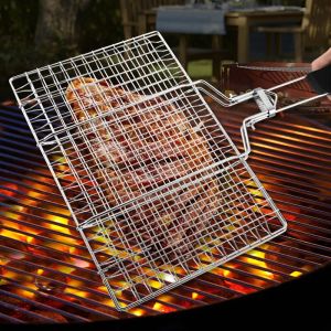 ACCESSOIRES 304 BAMPAGE BBQ en acier inoxydable Panier de grillade non bâton Mat à mailles de viande