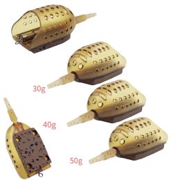 Accessoires 30g / 40g / 50g carpe pêche à la pêche à l'appât d'attrait en cage de cage de cage fleurie d'appâts panier avec le leader