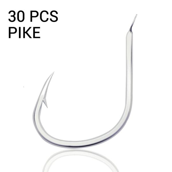 Accessoires 30pcs Pike Jigging Hooks Saltater Taille No.12 et 1/06/0 Slow Pitch Fishhook Boot Boat Fishing Accessories Barbed Jig Hook