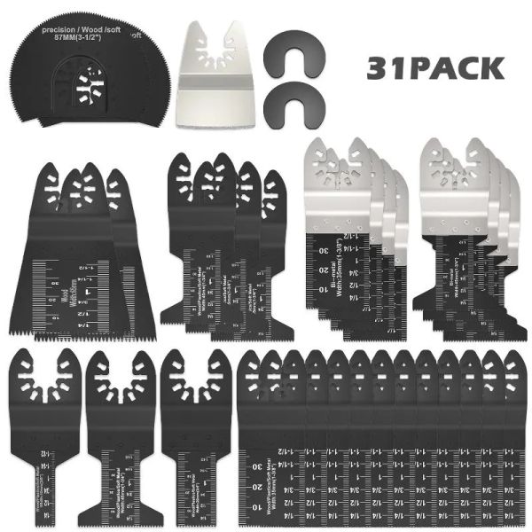 Accesorios 31 PPCs oscilando múltiples herramientas de sierra para herramientas eléctricas para renovador como Fein Multimteraster, Dremel, Accesorios de herramientas eléctricas