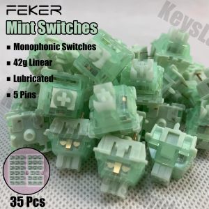 Accessoires 35 stks Feker Mint Switches Mechanische toetsenbordaccessoires Lineaire monofonische groene 42G Cherry MX 5Pins Hotwappable Aangepast