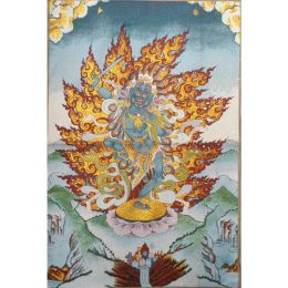 Accessoires 36 "Tibet Tibetan Broidered tissu de soie bouddhisme sagesse en colère mère tangka peinture murale méditation murd