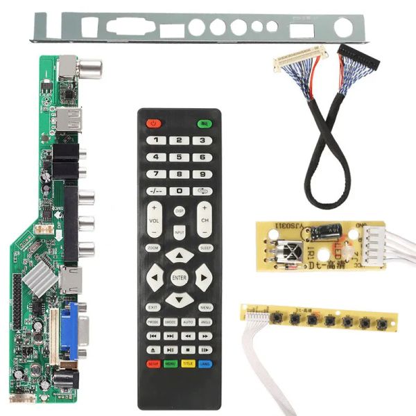 Accesorios 3663 Nuevo señal digital DVBC DVBT2 DVBT Universal LCD TV Controlador de controlador Actualización 3463A RUSSIAN USB PLAY LUA63A82