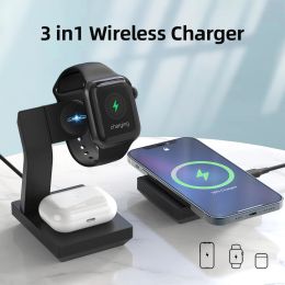 Accessoires 3IN1 Fast Wireless Phone Watch Charger Charging Stand Dock Station pour iPhone Huawei GT 2 Amazfit GTS GTR 2 Iwatch AirPods Pro
