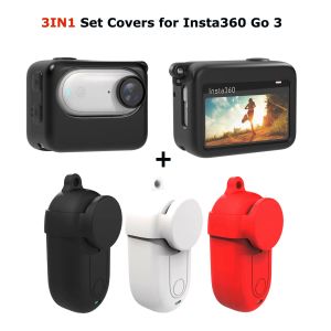 Accessoires 3in1 Définissez les couvercles en silicone pour Insta360 Go 3 Caméra de la caméra Boîte de chargement de capuche à poussière Sac de protection soupre