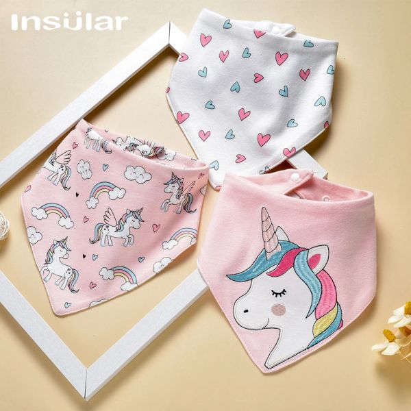 Accessoires 3pcs / lot bébé Bibs triangle Coton Bibs dessin animé imprimement serviette serviette bébé garçons filles alimentant tablier coton bandana bibs bébé