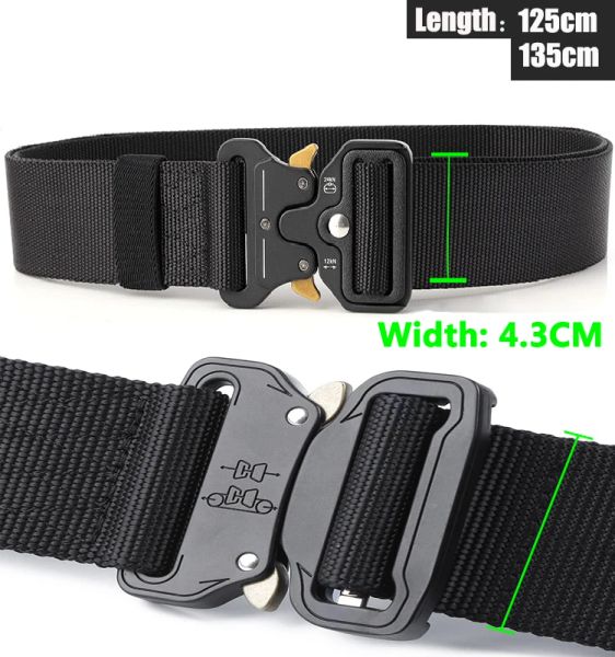 Accessoires 4.3 cm Military Tactical Belt Army Nylon Metal Police Outdoor Adjustable Hord Duty Tail Belt Hombre Hunting Accessoires