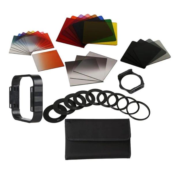 Accesorios Cámara 40in1 Filtro Densidad Neutral Kit completo Graduado Color cuadrado ND Filtro Soportista Anillos de adaptador para la serie Cokin P DSLR