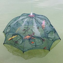 Accessoires 416 Gaten versterkt Automatisch visnet Garnalen Kooi Nylon Foldable Umbrella Vorm Crab Fish Trap gegoten netgast vouwnet