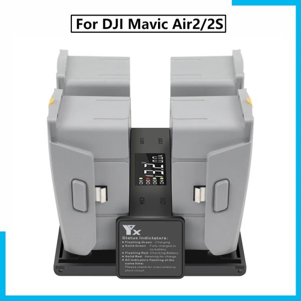 Accessoires 4IN1 Chargeur Batterie pour DJI Mavic Air2 / 2s Charge Hub portable Smart Intelligent LED Drone Dji Mavic Air 2/2S Chargeur de batterie