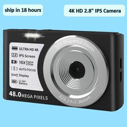 Accessoires Appareil photo numérique 4K HD pour la photographie Zoom 16X Caméra vidéo compacte à mise au point automatique Mini enregistreur Caméra de poche à écran IPS 2,8"