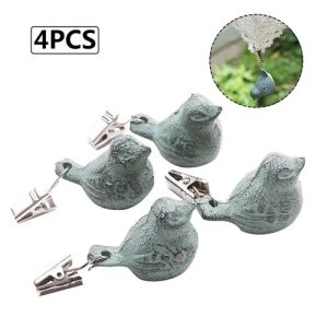 Accessoires 4pcs Clip de vent Pique-nique Pièces de nappes de pendentif d'oiseau Pondeaux avec clips Couvrettes de table de pique-nique en plein air