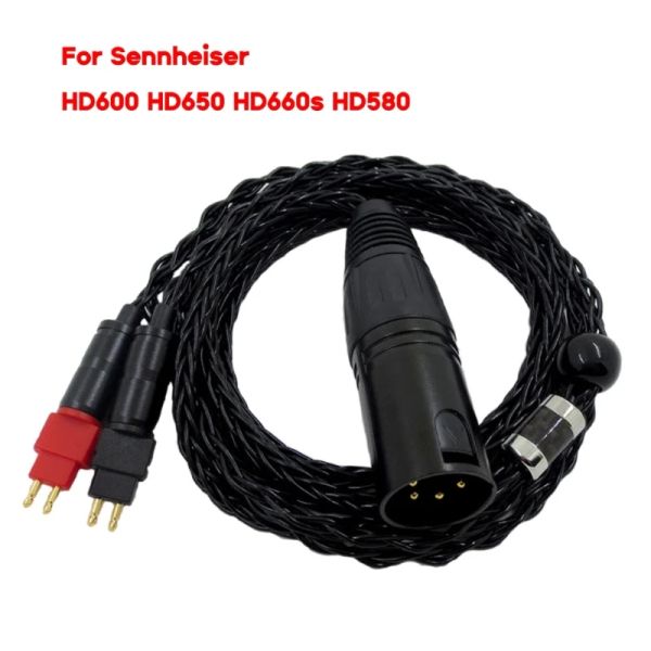 Accesorios Cable actualizado de reemplazo equilibrado de 4PIN XLR para HD600 HD650 HD580 Auriculares OFC Cable divisor de alta frecuencia alambre