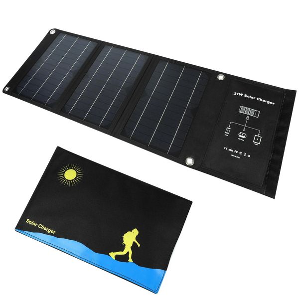 Accessoires 5.2V 21W Panneau solaire Charger téléphonique Chargeur monocristaline USB Mini Floding Flexible Solar Plate pour iPad Outdoor Camping RV Randage