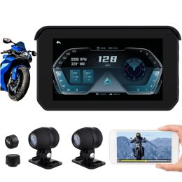 Accessoires 5 pouces Motorcycle GPS Navigator Wireless Carplay Android Auto Multimedia Player IPS Screen tactile Dash Cam GPS Suivi