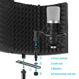 Accessoires 5 plaque Sound Absorbant Mini Microphone Sclier de vent Studio de diffusion Angle Angle réglable Réduction du bruit pliable