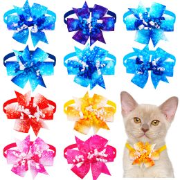 Accessoires 50/100ps chien noeuds papillon pour chiens Winte flocon de neige chien arcs mode chien noeud papillon collier chien accessoires de toilettage pour petits chiens