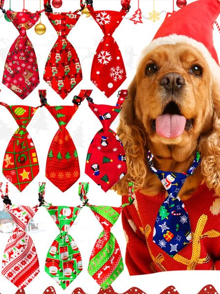 Accesorios 50 piezas Corbatas navideñas para perros Pajaritas Corbatas ajustables hechas a mano para perros Corbatas para festivales Accesorios para el cuidado del perro Suministros para mascotas