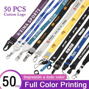 Accessoires 50 PCS / Lot Log sur personnalité Courte de clés Cartes du personnel du support de badge Couleur Free Personnalize Logo Companie Nom Landyar