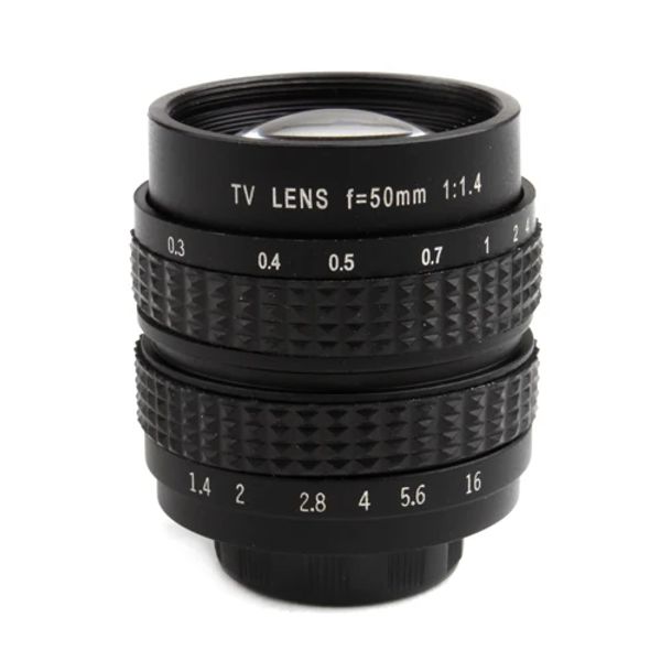 Accesorios de 50 mm F1.4 Lente de TV para Sony Nex/Panasonic/Olympus MFT M4/3 y Fuji FX Camilas Sier Black Color