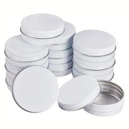 Accessoires 50 pièces/lot 0.5oz 1oz 2oz boîtes de baume rondes en métal boîtes en aluminium blanc conteneurs vides avec couvercles à vis pour Sae, épices ou bougies