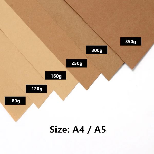 Accessoires 50pcs / lot A5 A4 Kraft Paper Brown Paper Craphor Cart de carte épaisse Carte de cartes Papier DIY CARTE FAIRE PAPIER 80G 120G 150G 200G 250G