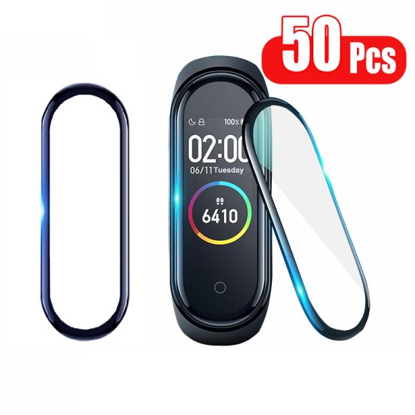 Accessoires 50pcs / pack Film pour Xiaomi Mi Band 6 5 4 Écran Protecteur Film Miband 5 4 Accessoires de protection d'écran de couverture complète