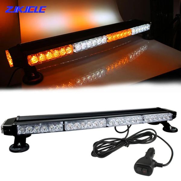 ACCESSOIRES 54 LEDS clignotant stroboscope avertissement barre double côté double lampe d'alarme d'urgence blanche Amber avec magnétique pour le toit de remorque de voiture