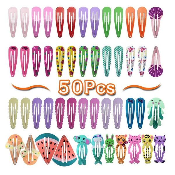 Accessoires 5 cm Mix Couleur Métal Animal Fruits Crème Glacée Imprime Hairgrip Snap Pinces À Cheveux pour Enfants Filles Accessoires De Cheveux Femmes JXN001