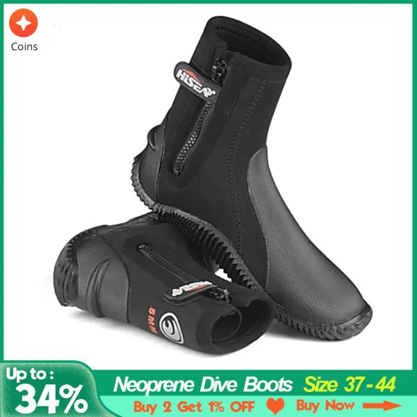 Accessoires 5 mm Bottes de plongée néoprène Bottes de combinaison avec fermeture éclair pour hommes et femmes