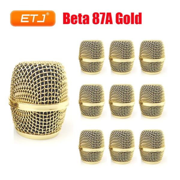 Accesorios 5pcs 10pcs beta87a bola de metal de malla de oro pulida electrochada para accesorios micrófonos de shure al por mayor