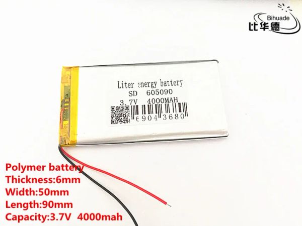 Accessoires 5pcs / lot 3.7V 4000mAH 605090 PLIB Polymer Lithium Ion / Liion Battery pour GPS PSP DVD