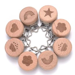 Accessoires 5 stks/lot Food Grade Beech houten clip dieren hartpatroon dummy clip voor baby kinderziektes fopspeen kettinghouder diy accessoires