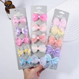 Accessoires 5pcset Pasgeboren Bowknot Princess Hair Clips Glanzende haarspeld Baby Girl Handgemaakte hoofddeksel Cute Kids Hair Accessoires Verjaardagscadeaus