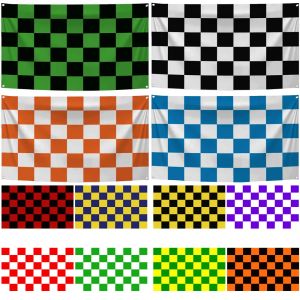 Accessoires 60x90cm 90x150 Zwart Wit Rood Oranje Geel Groen Blauw Geblokte Racing Vlag Polyester Digitaal Gedrukt Banner Tapijt Gordijn