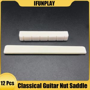 Accessoires 6pair 6 String Natural Bone Calssical Guitar Bridge Saddle and Nut Instrument de guitare classique