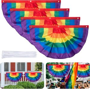 Accessoires 6pcs Rainbow Pride Bunting Flag 1,5 x 3 ft Gay Pride Ploeer Fan Flag Banner voor Gay LGBT Parade Outdoor Pride Yard Front Porch