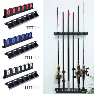 Accessoires 6rod Fishing Rod Holders Wallmounted Pole Rack horizontale staafstandaard voor garagecabine en keldervisaccessoires