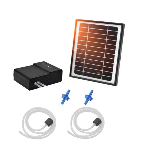 Accesorios Bomba de oxígeno solar para peces de 6 V y 5 W Bomba de aire de bajo ruido Bomba de oxígeno con energía solar para peceras 4500 mAh garantiza una distribución uniforme del aire