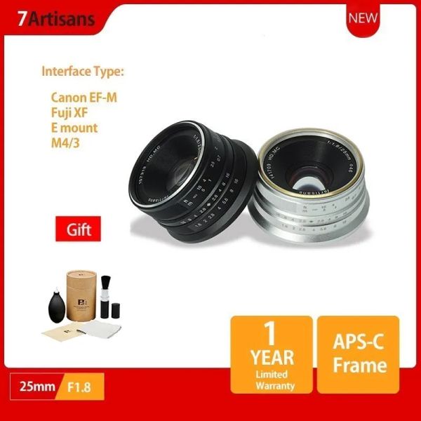 Accessoires 7Artisans 25 mm f1.8 Prime Lens for Sony E Mount / Fujifilm / Canon Eosm Mout Micro 4/3 Cameras A7 A7II A7R Livraison gratuite