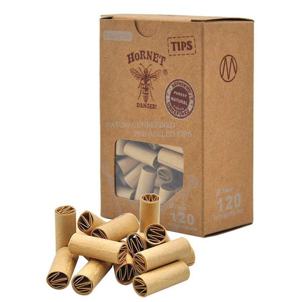 Accesorios consejos de 7 mm Tienda de humo Filtro de cigarrillo de tabaco Brown Brown Una caja de 120 cigarrillos enrollados Filtros de cigarrillos RO DHDHO