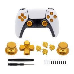 Accessoires 7pcs PS5 Aluminium Metal D Pad Boutons de balle analogique pour Playstation 5 Contrôleur Thumbsticks Remplacement Chrome